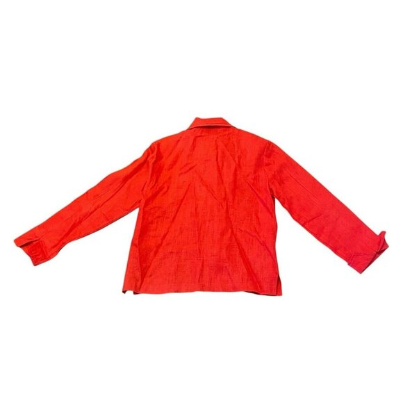 VTG Painted Pony Blazer Short Jacket Womens XS Linen Red Zebra Wooden Button USA - Picture 2 of 7